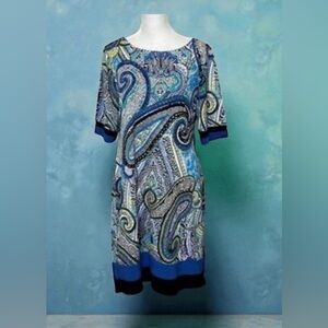 Karin Stevens Vibrant Blue and Green Midi Dress